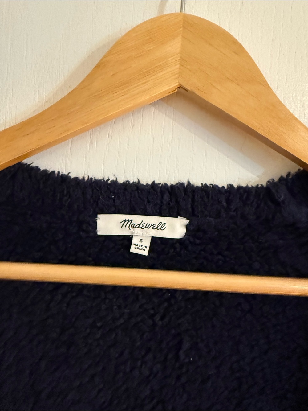 Navy Madewell Sherpa Fuzzy Cardigan Sweater